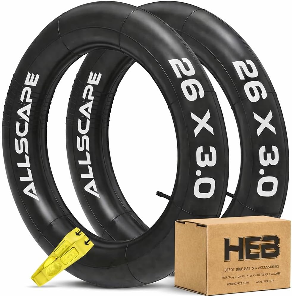 HEB Allscape 26x3" Tubes- 2 Heavy Duty Bike Tubes for Ebike Tires (Set Of 2 Tubes)