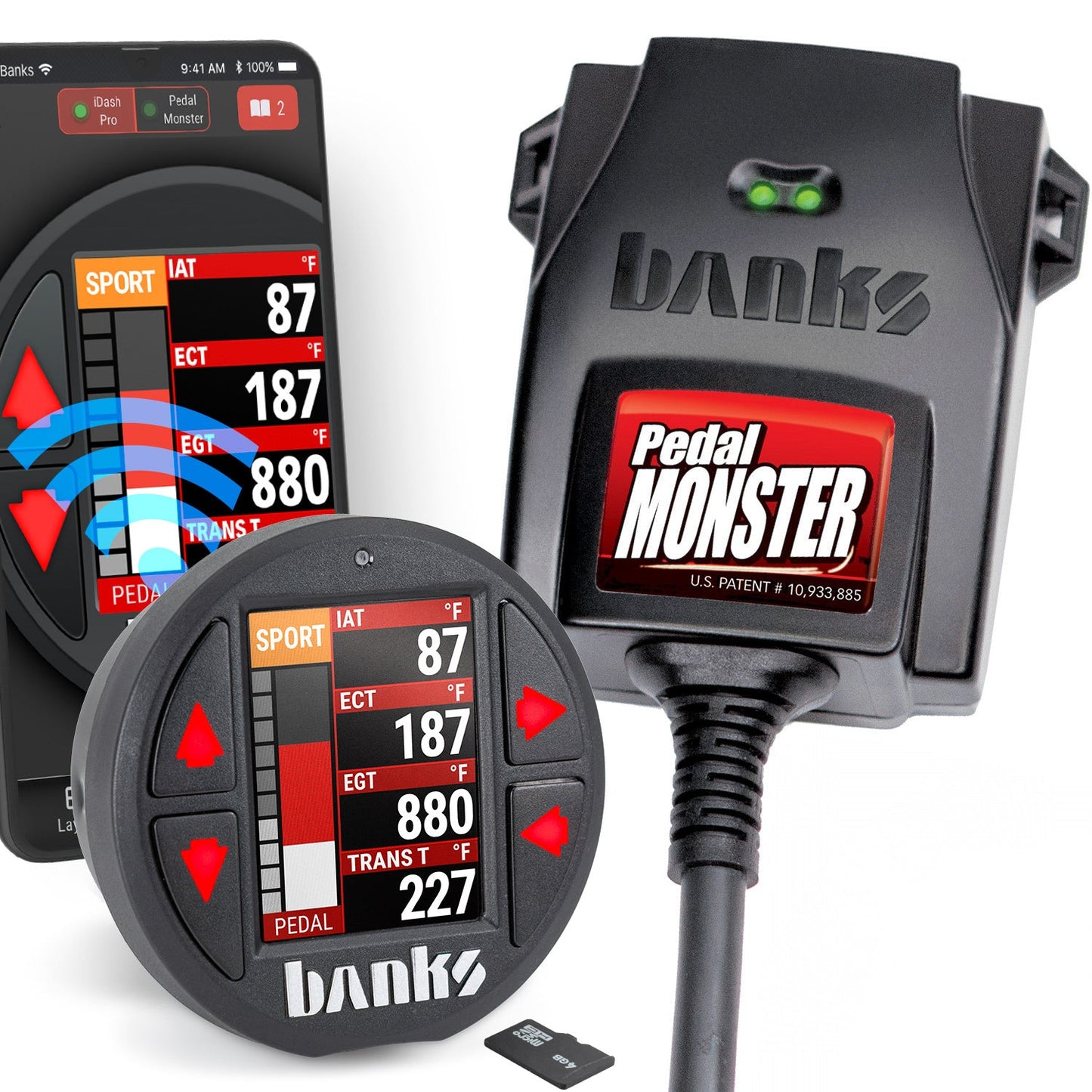 Banks Power Pedal Monster Kit Yazaki 090 II Sealed Series 6-Way CONFIG 1 PM-12 With iDash Data Pro 64348-P