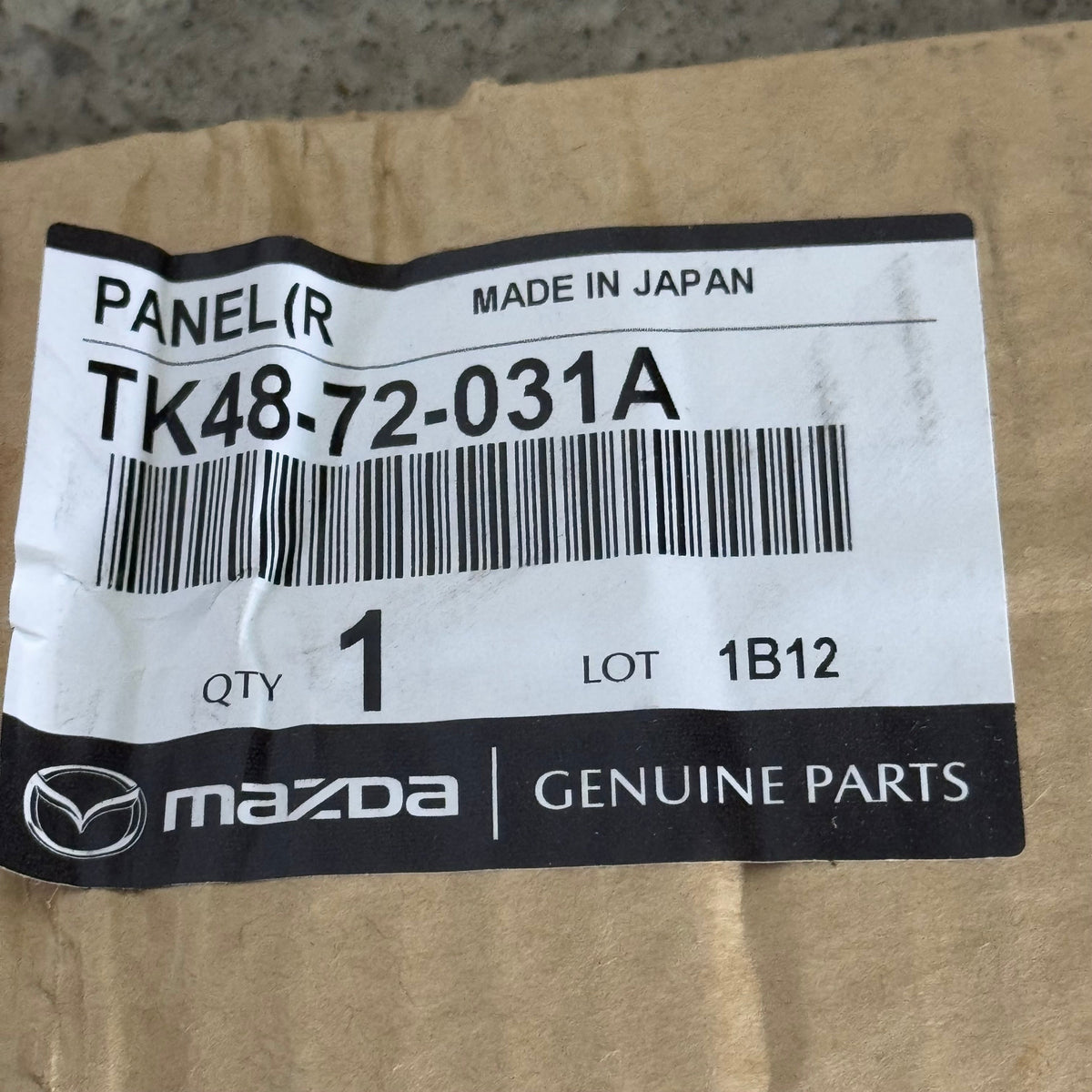 MAZDA Door Outer Panel (Rear) Sz 36” H x 45” L TK4872031A (AS-IS, Minor Damage)