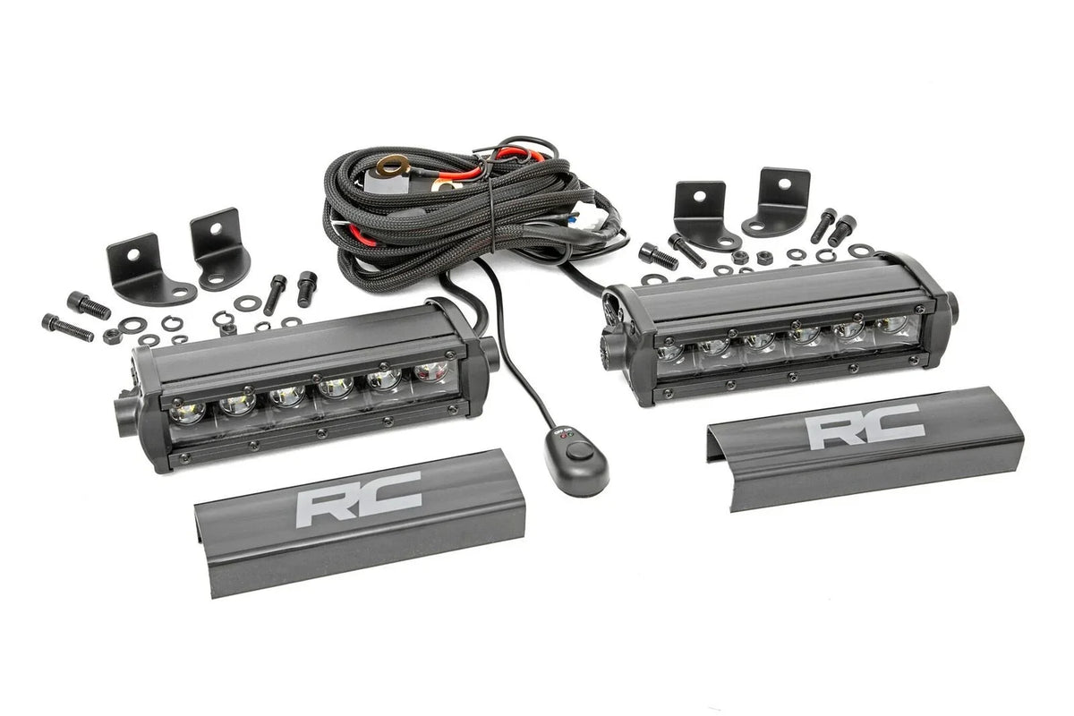 Rough Country 6 Inch Black Series LED Light Bar Single Row | Pair