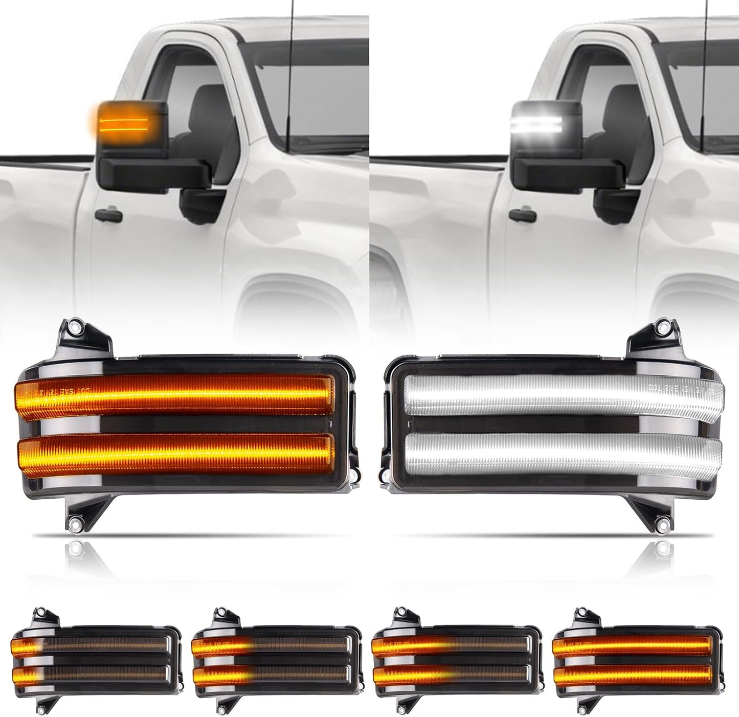 2020-2026+ GMC Chevy Sierra Silverado Smoked Switchback LED Mirror Lights