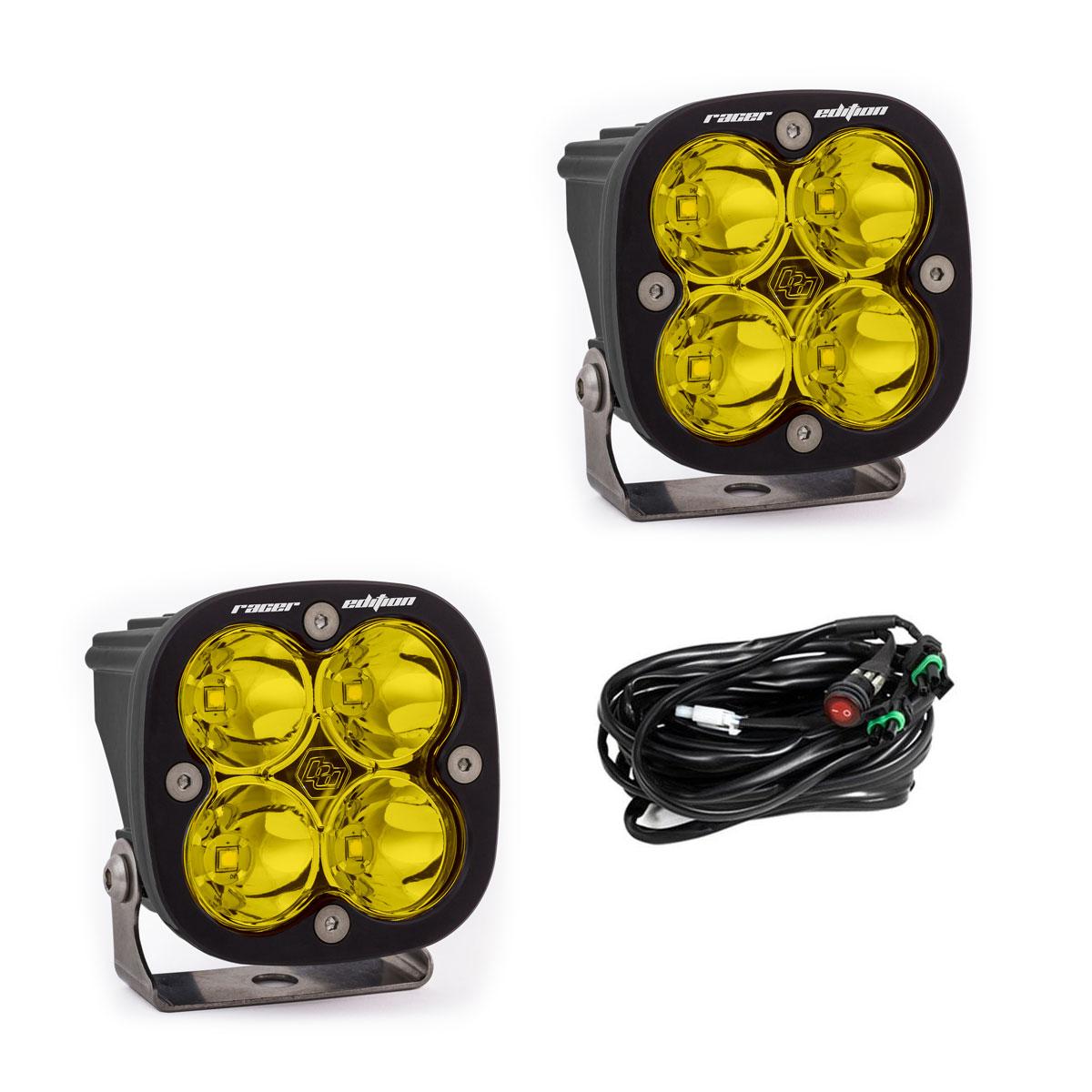 LED Light Pods Baja Amber Lens Spot Pair Squadron Racer Edition