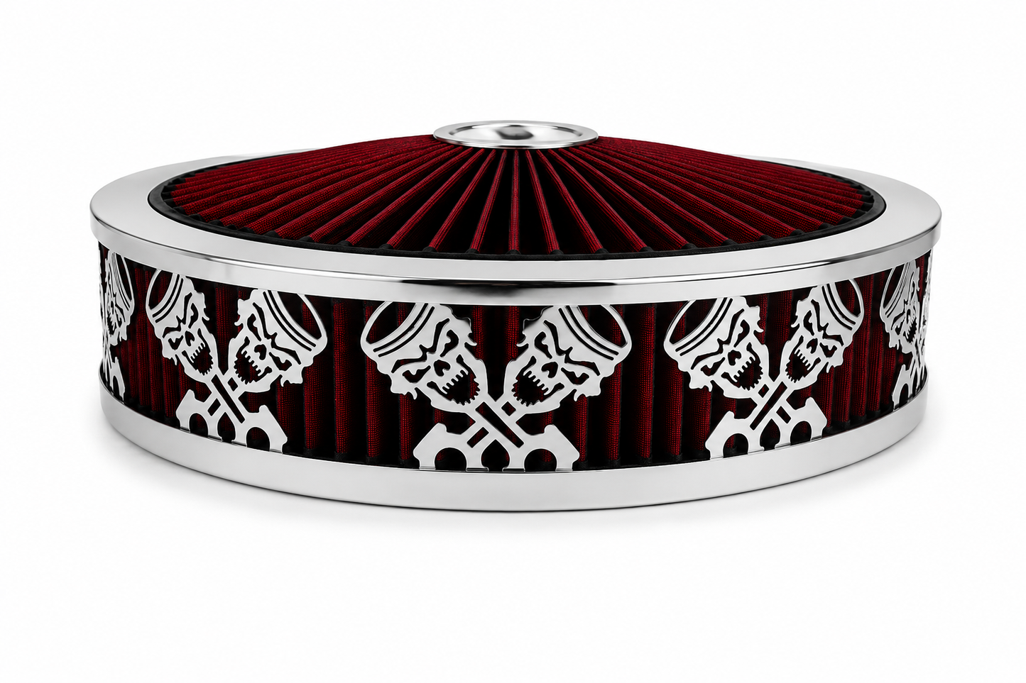 Blingz Beauty Bandz Red and Chrome Air Filter Assembly , Skullz and Rods - 750043