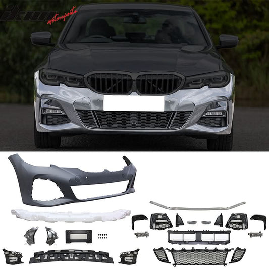2019-2022 BMW 3 Series G20 M-Tech Black Front Rear Bumper Side Skirts