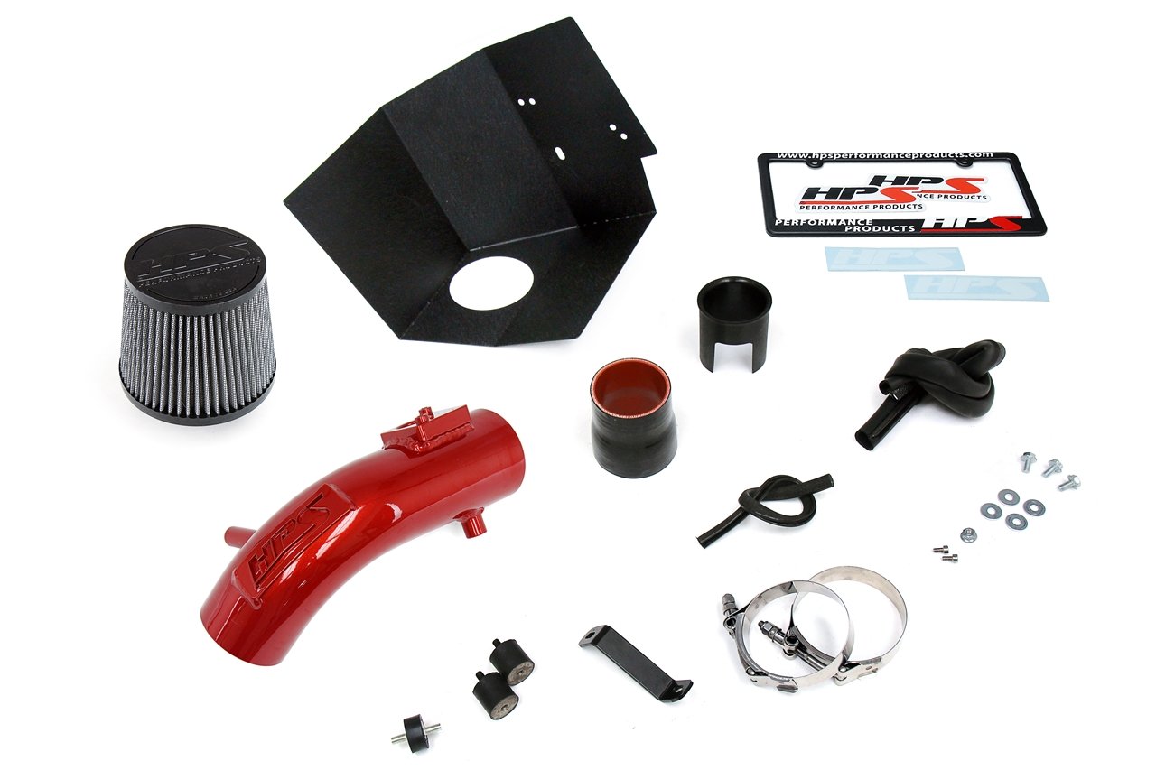 HPS Shortram Air Intake Kit 2016 Scion iM 1.8L, Includes Heat Shield, Red