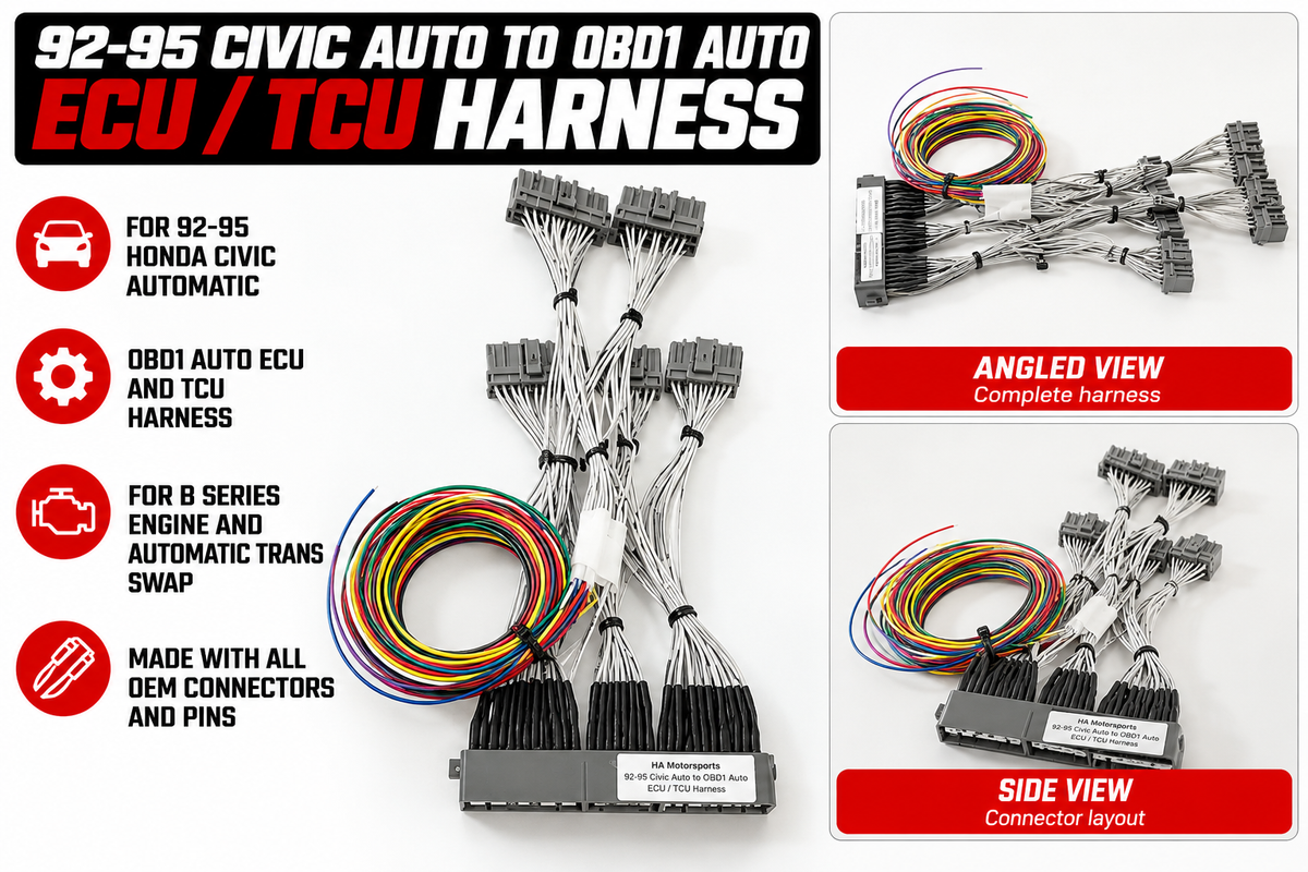 OBD1 Auto ECU / TCU Harness for 1992-1995 Honda Civic B-Series Automatic Swap