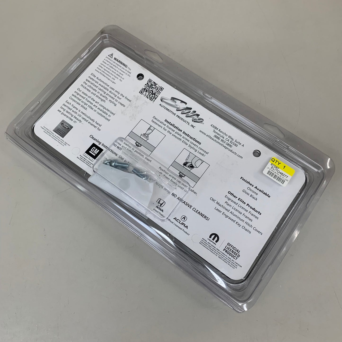 ELITE AUTOMOTIVE PRODUCTS Pruis Emblem Solid Brass License Plate Frame Chrome