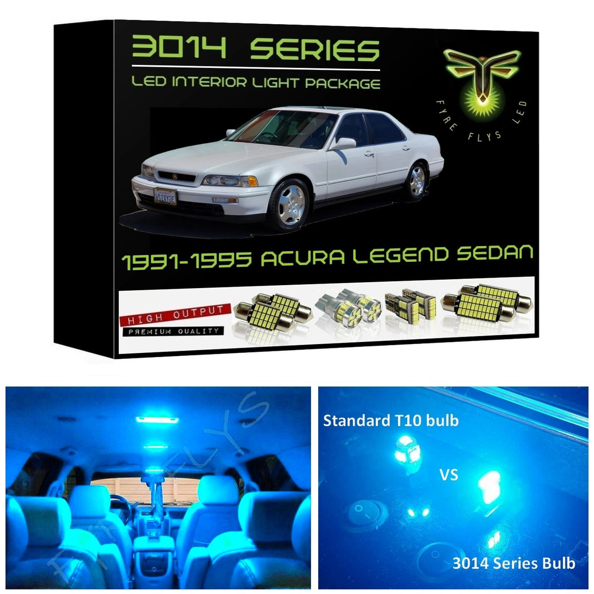1991-1995 Acura Legend Sedan Super Bright LED interior light kit 3014 Series