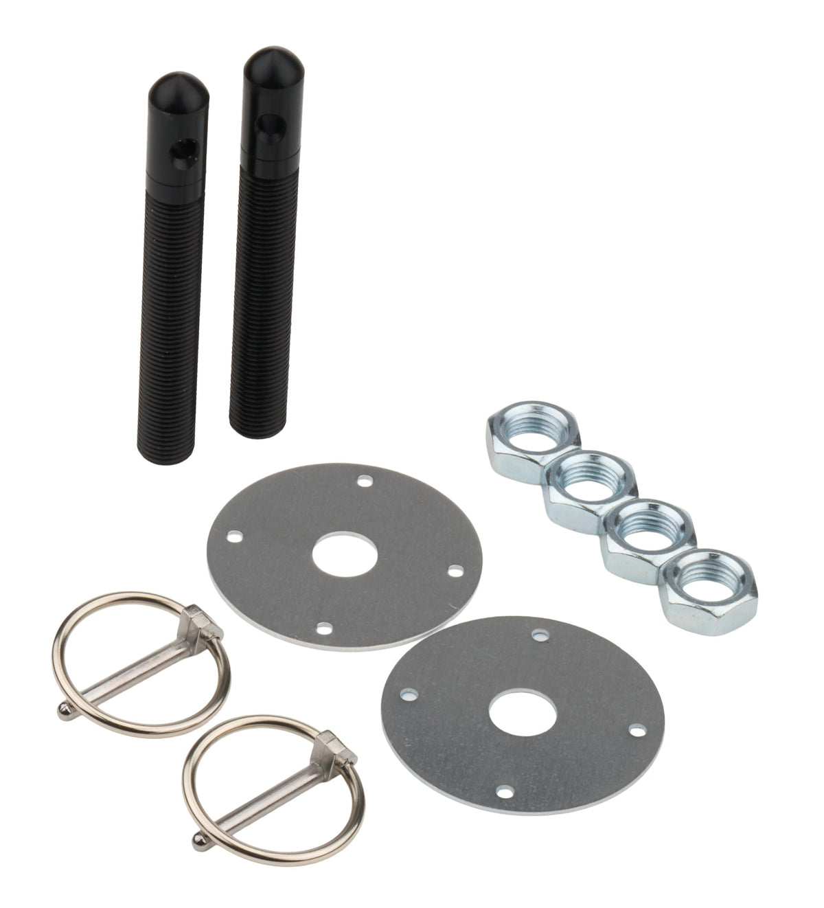 Alum Hood Pin Kit 1/2in with 3/16in Clips Black