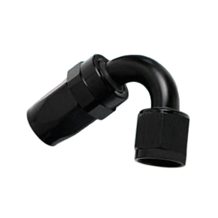 -6AN Female 120° Hose End, Swivel Style, Black Hard Anodized Aluminum