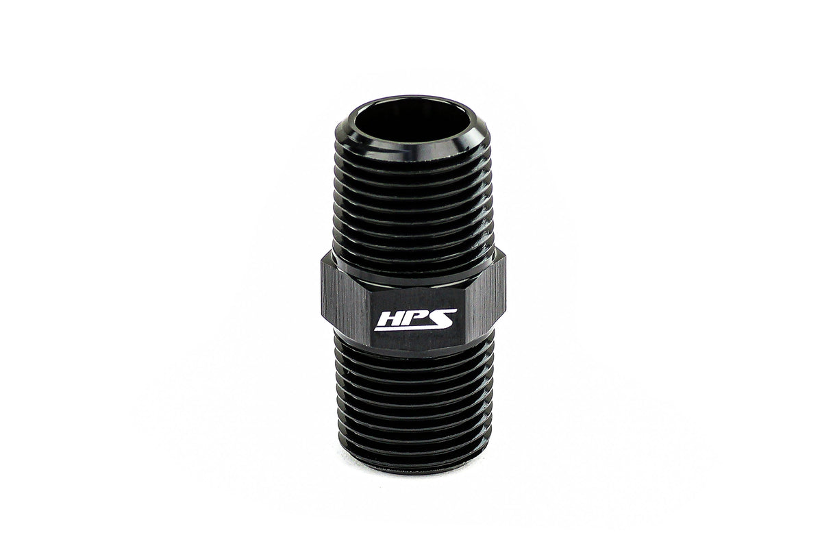 HPS Performance Products Straight NPT Male To NPT Male Union Coupler Adapter, Aluminum, Black