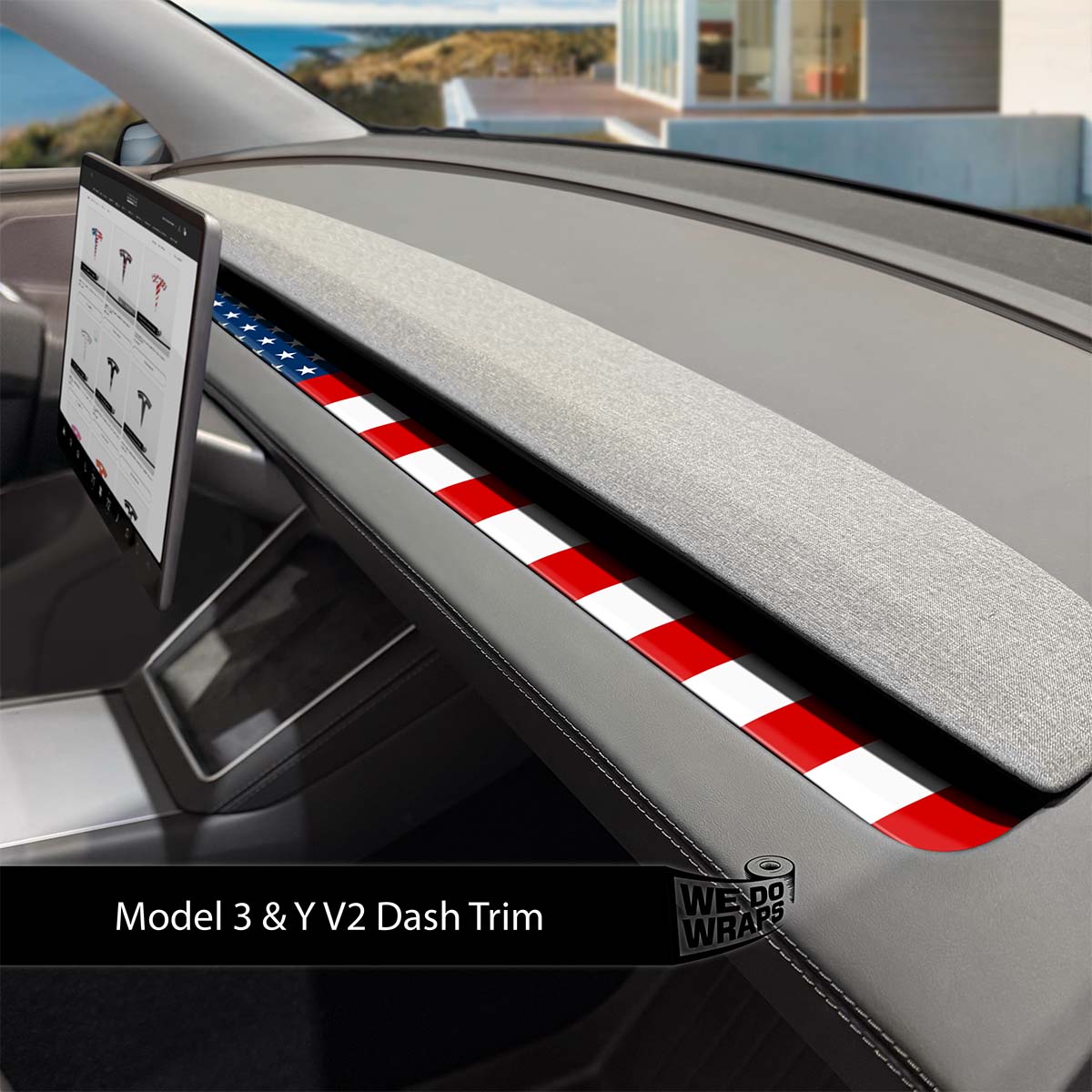 American Flag Tesla Dash Trim Wrap | Model 3 ’24-26 Refresh