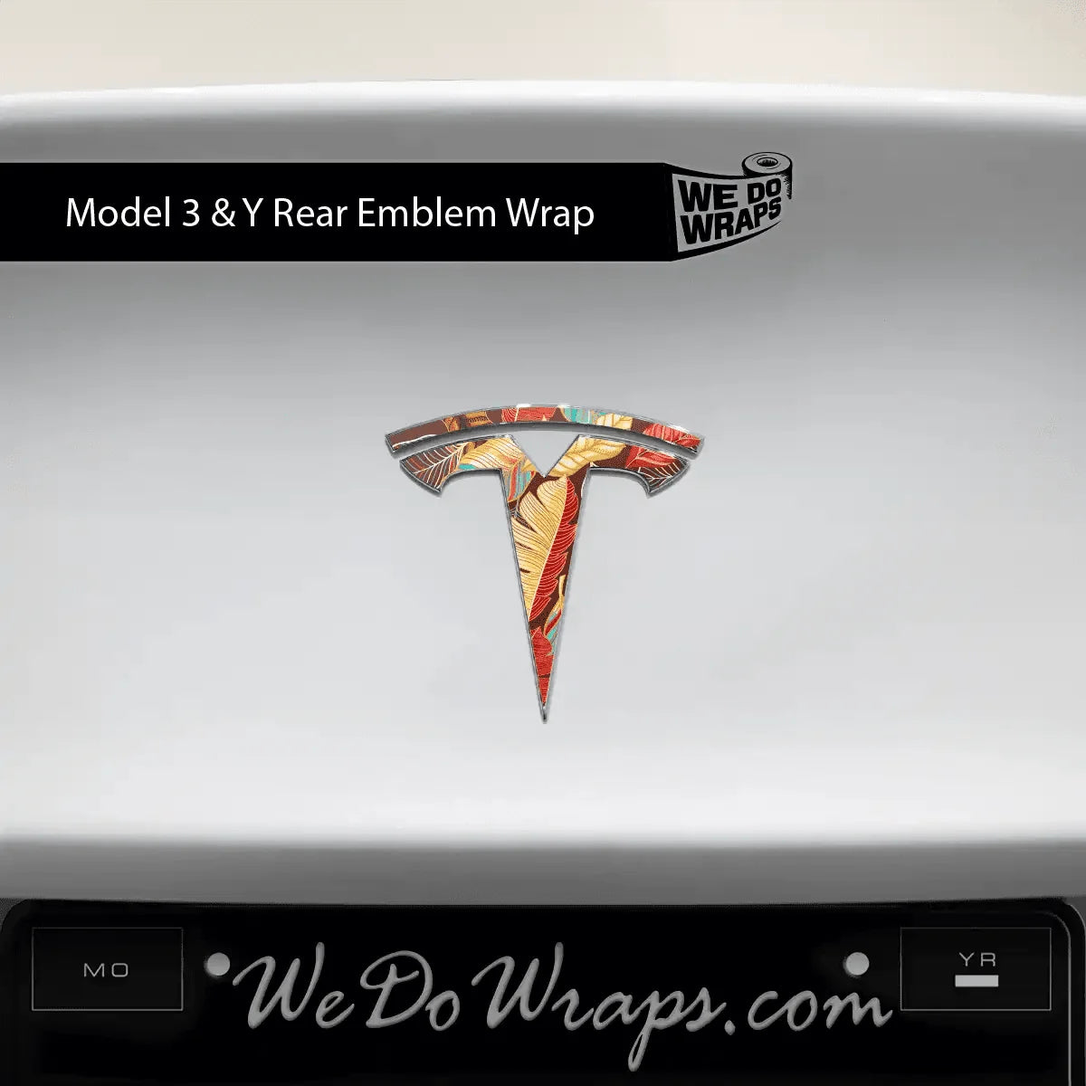 Autumn Foliage Tesla Emblem Decals (Front + Back) | Model 3