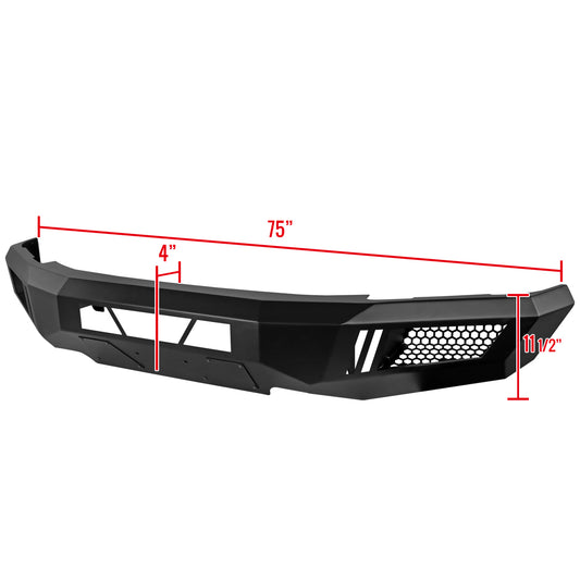 2015-2017 Ford F-150 Black Heavy Duty Steel Front Bumper w/ LED Light Ports