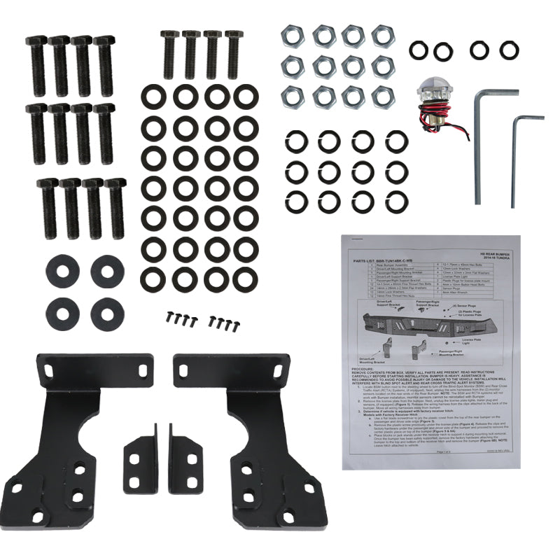 2014-2021 Toyota Tundra Black Heavy Duty Steel Rear Step Bumper w/ License Lamp
