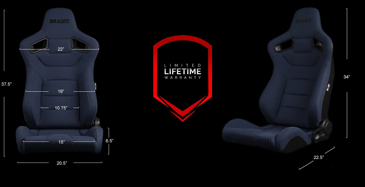 BRUAM RACING ELITE Series Sport Reclinable Seats - Priced Per Pair - RED or BLUE