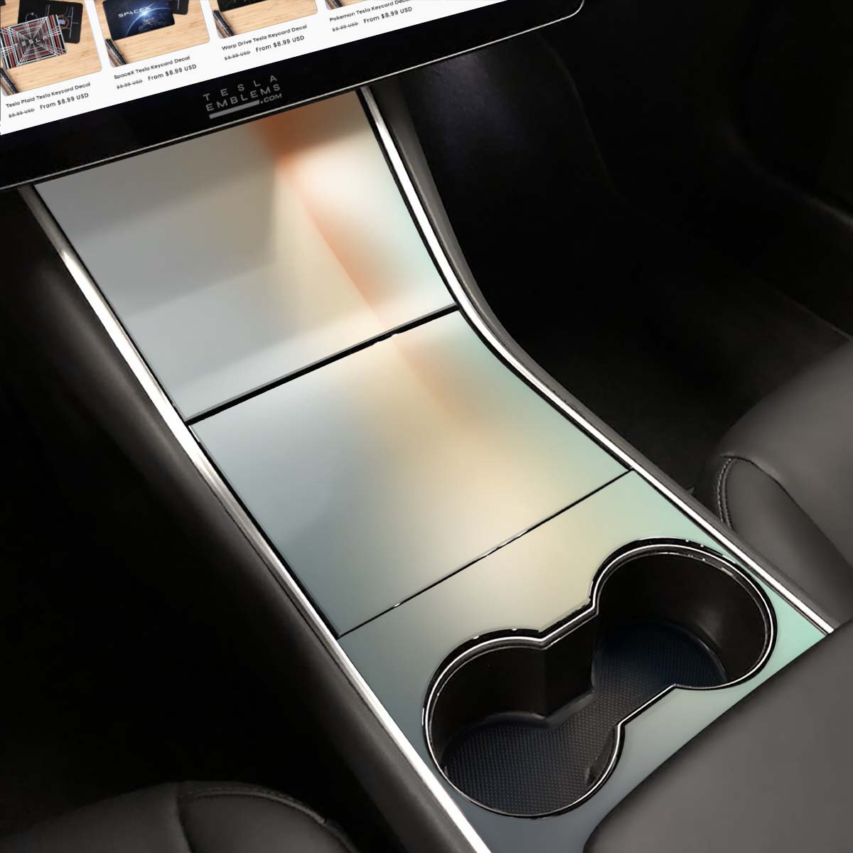 Beachy Gradient | Tesla Center Console Wrap Kit | Model 3 ’17-20
