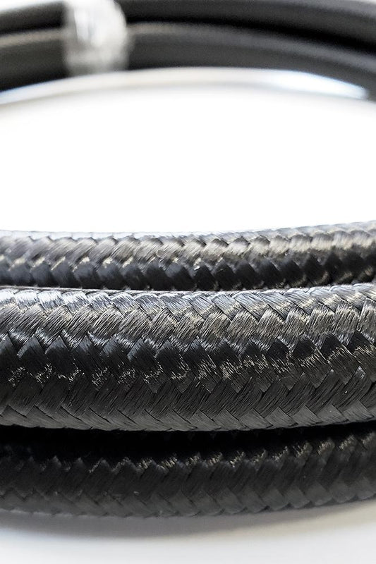 -12AN Black Nylon Braided Flex Hose with Reinforced Rubber Liner - 20 Foot Length