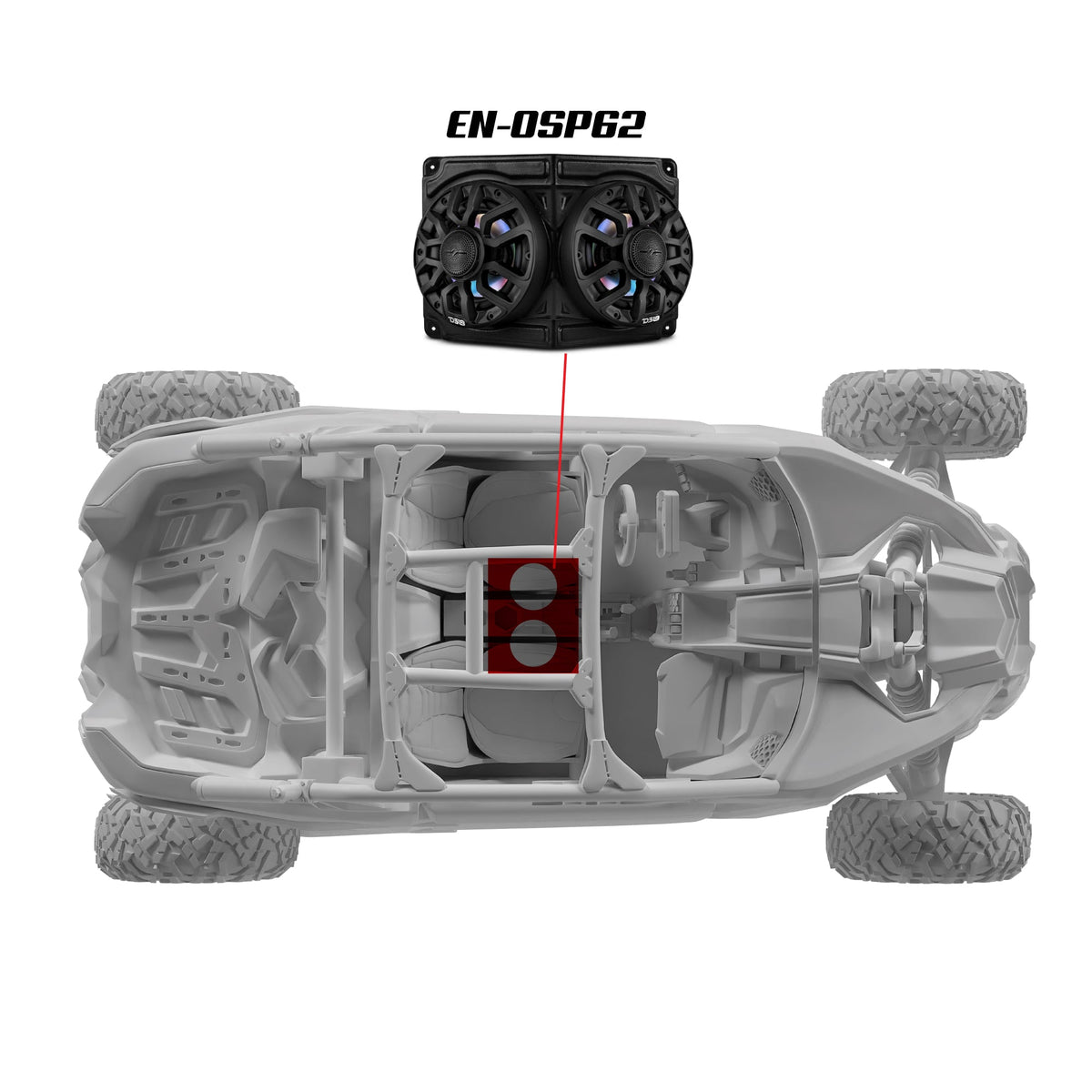 CAN-AM Overhead Enclosure With Amplifier and Installation Kit - Loaded with 2x 6.5" 2-Way Marine Speakers With Digital LED Lights