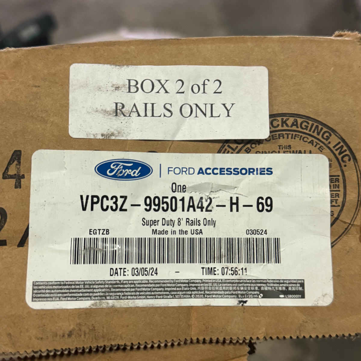FORD Super Duty 8' Rails Only Black VPC3Z-99501A42-H-69