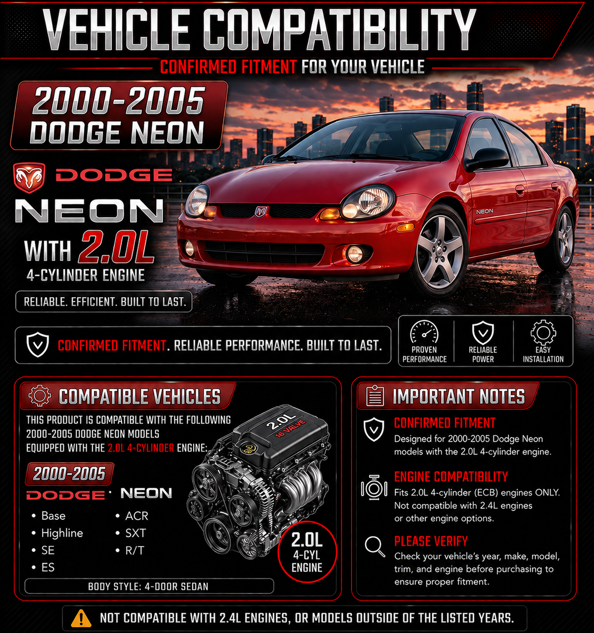 Cold Air Intake Kit For 2000-2005 Dodge Neon 2.0L | Rtunes Racing | CI-DG-03