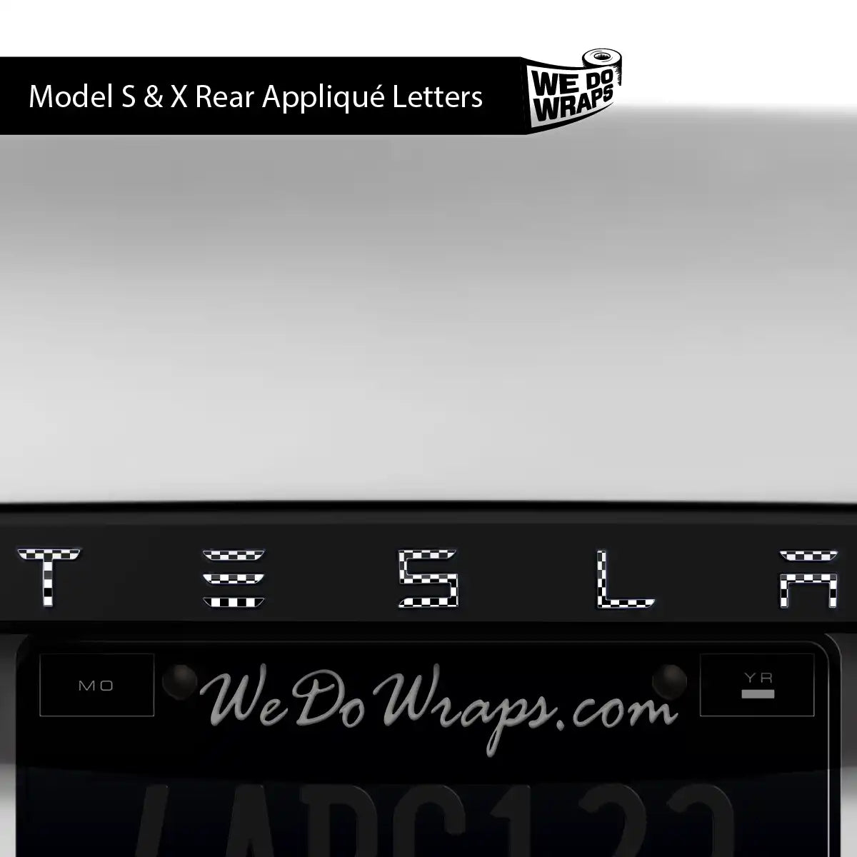 Checkered Tesla Emblem Decals (Front + Back) | Model X