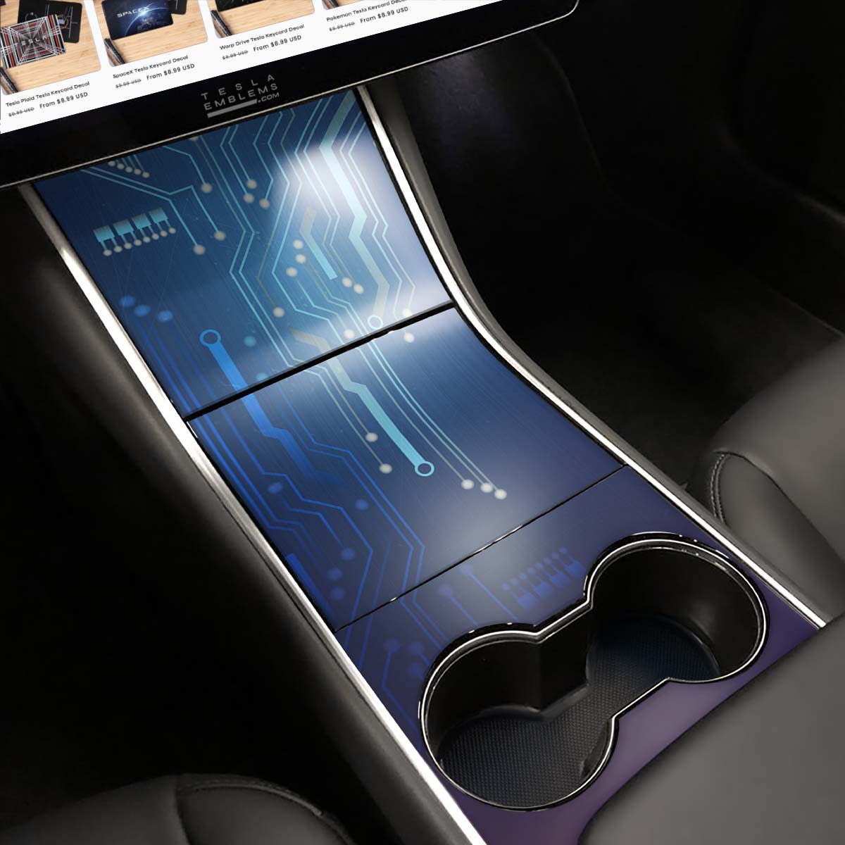 Circuit Blues | Tesla Center Console Wrap Kit | Model 3 ’17-20