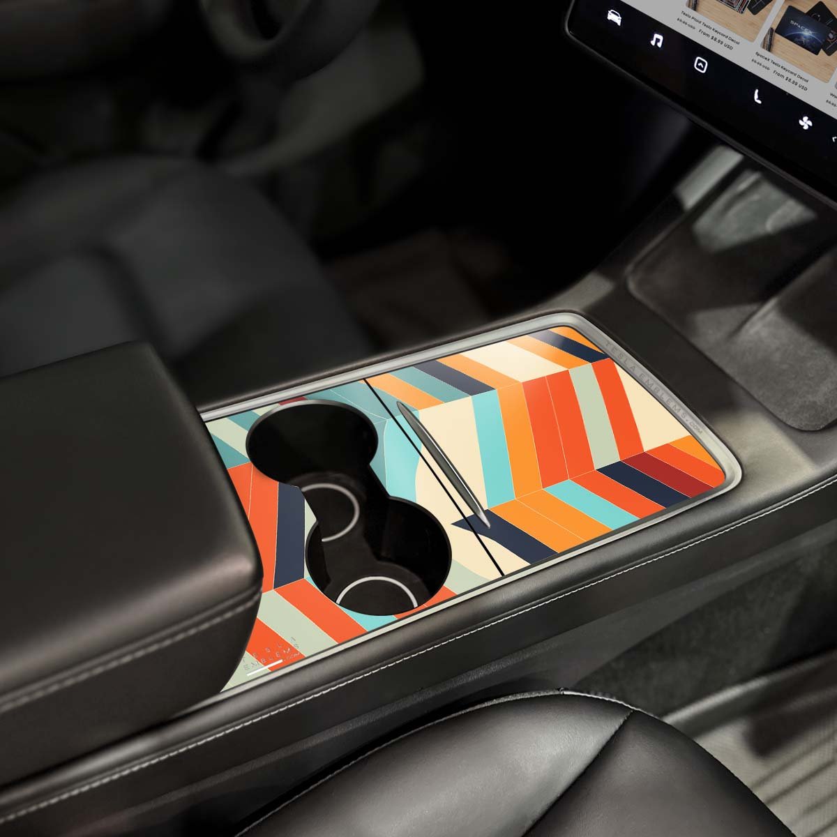 Colorful Herringbone | Tesla Center Console Wrap Kit | Model 3 '21-24