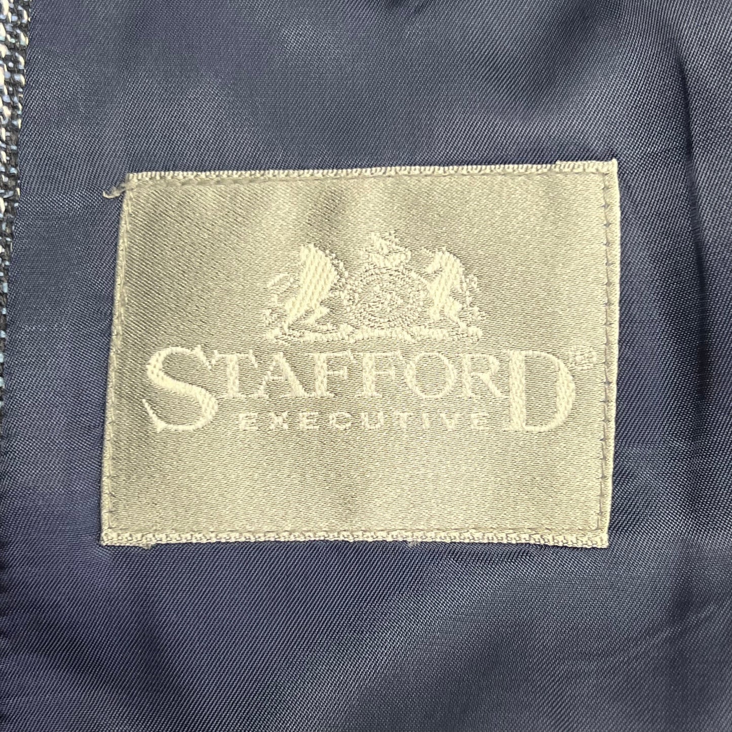 STAFFORD EXECUTIVE 100% Silk Blazer Salt & Pepper Men's Sz 42R Blue/Black