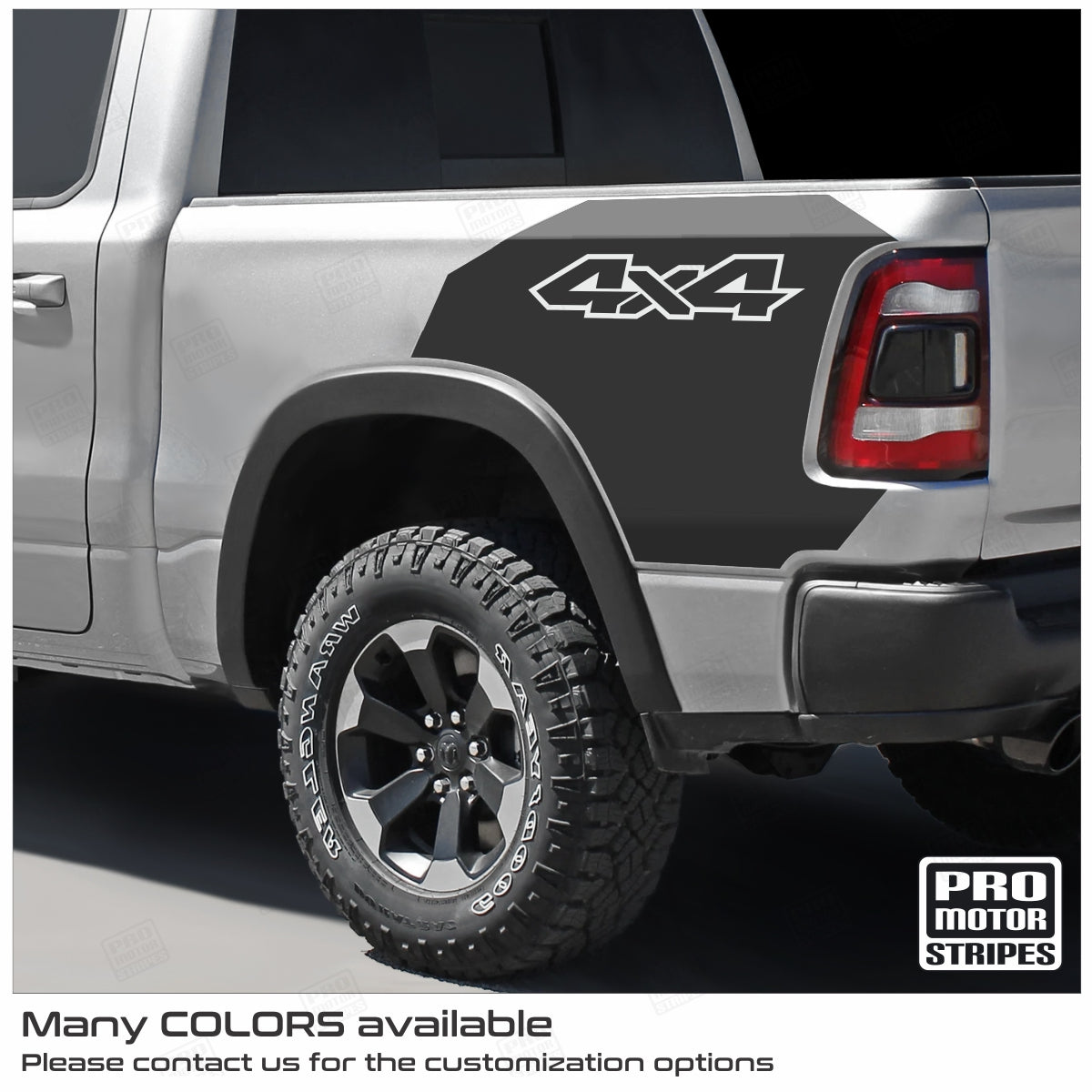 Dodge RAM 1500 Rebel 2019-2024 Rear Quarter Bed Decal 4x4 Stripe