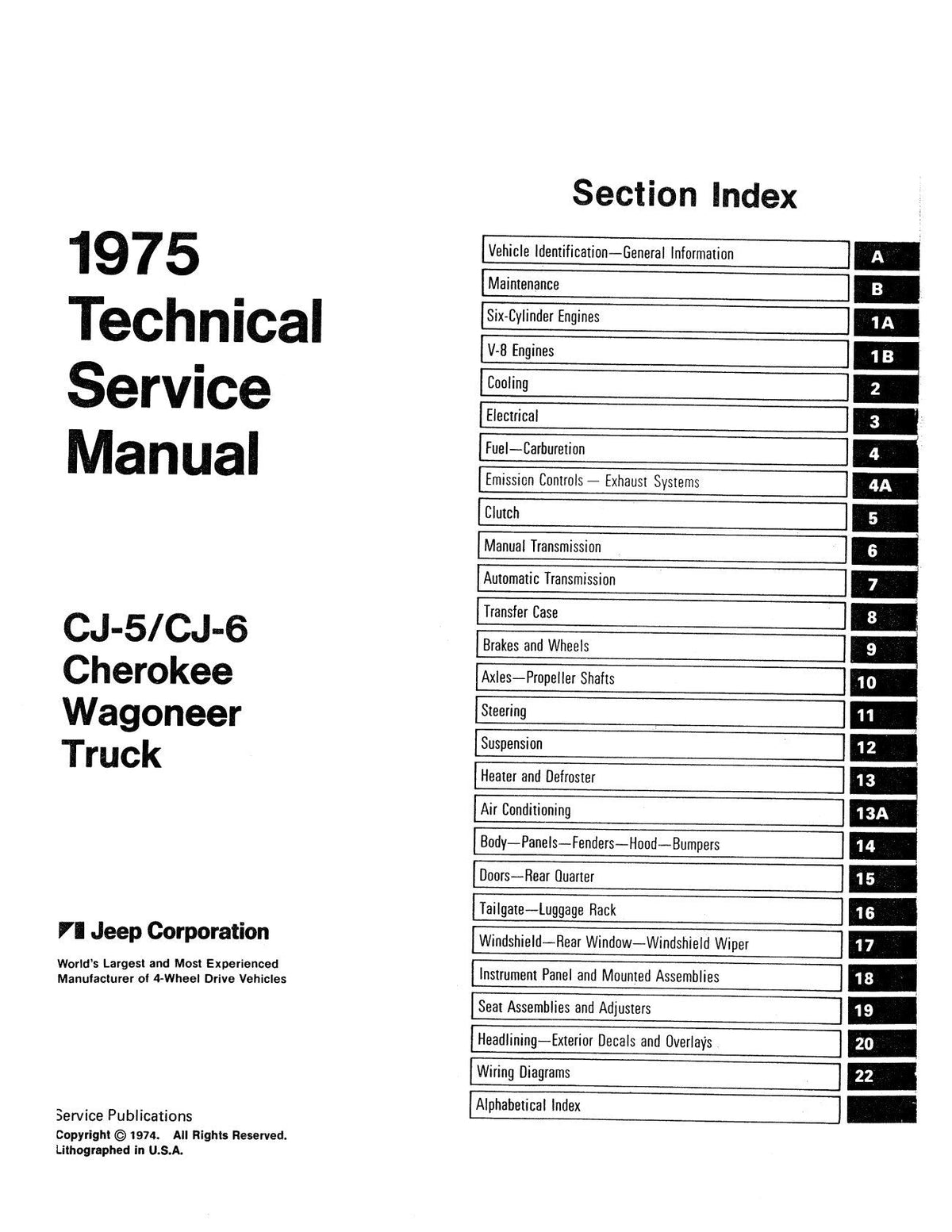 Detroit Iron - 1975 Jeep Technical Service Manual