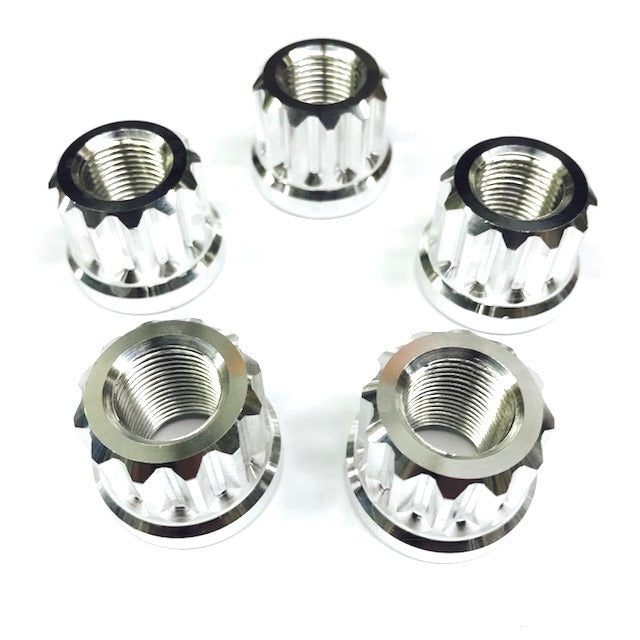Billet Aluminum 12pt Lug Nuts 5/8in Polished 5pk