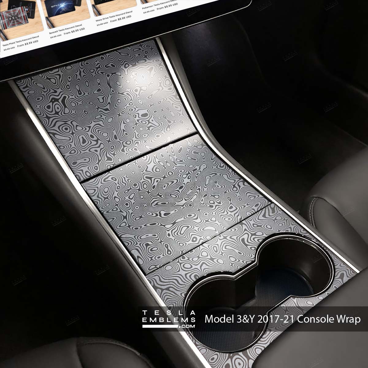 Damascus Steel | Tesla Center Console Wrap Kit | Model 3 ’17-20
