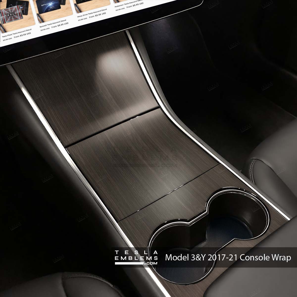Dark Cherry Woodgrain | Tesla Center Console Wrap Kit | Model 3 ’17-20