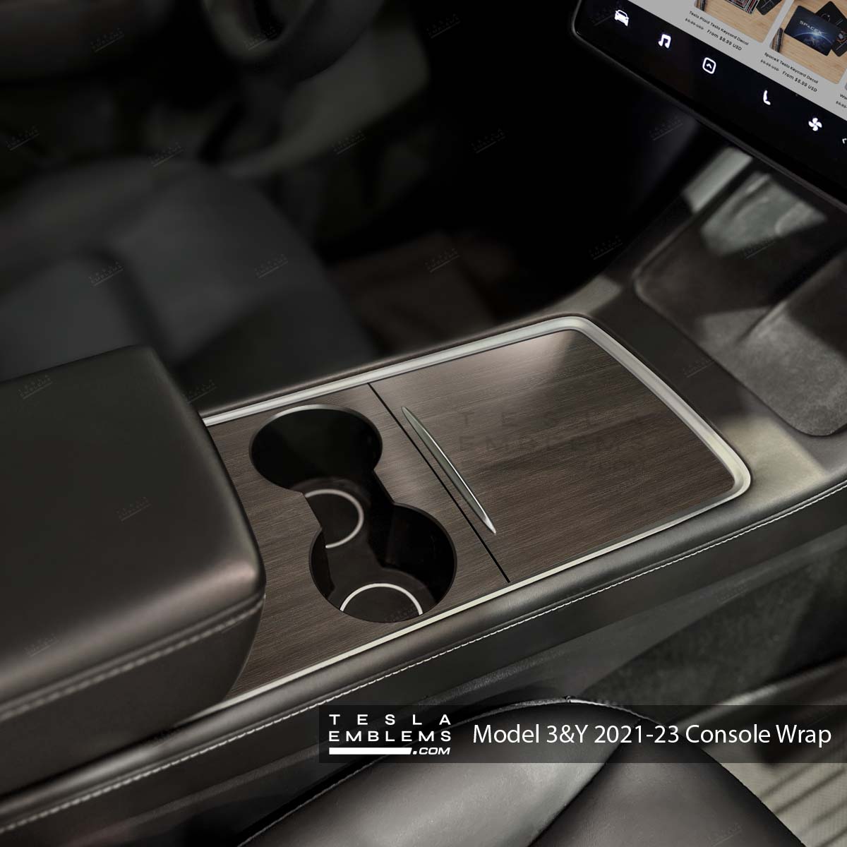 Dark Cherry Woodgrain | Tesla Center Console Wrap Kit | Model 3 '21-24
