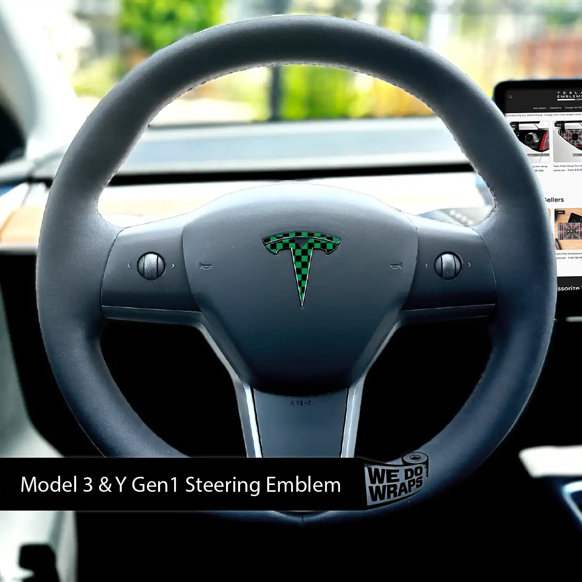 Ichimatsu Pattern Tesla Steering Wheel Emblem Decal | Model Y