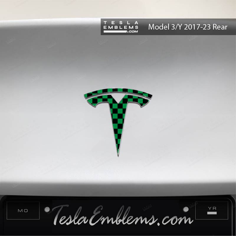 Ichimatsu Pattern Tesla Emblem Decals (Front + Back) | Model 3