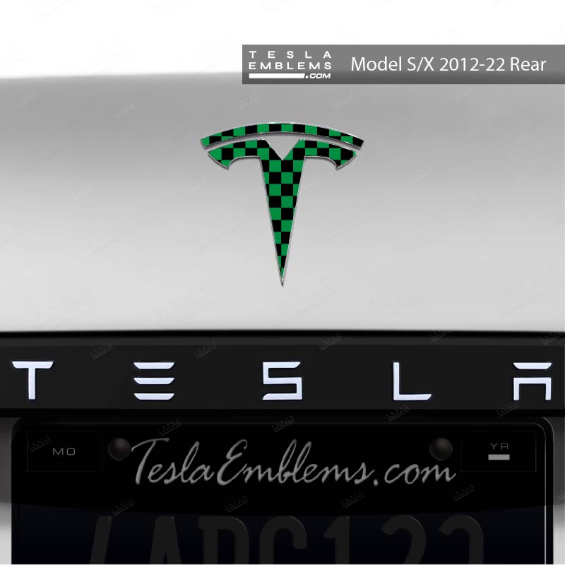 Ichimatsu Pattern Tesla Emblem Decals (Front + Back) | Model S