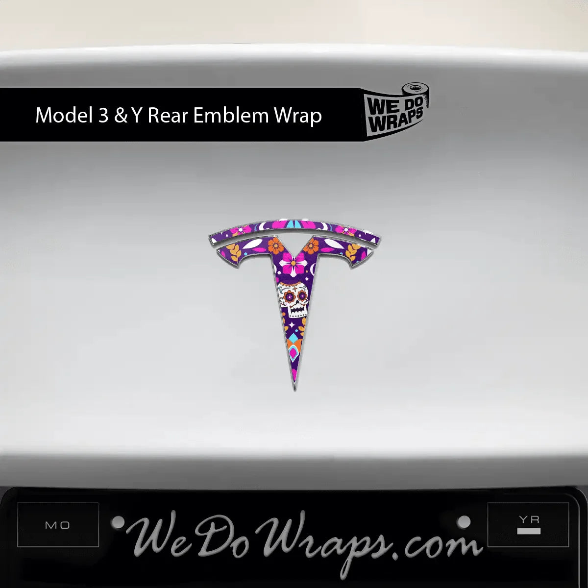 Día de Muertos Tesla Emblem Decals (Front + Back) | Model 3