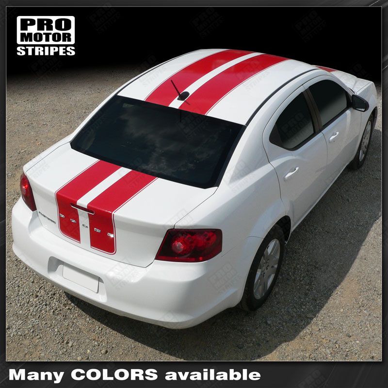 Dodge Avenger 2008-2014 Double Stripes Hood Roof Trunk Decals