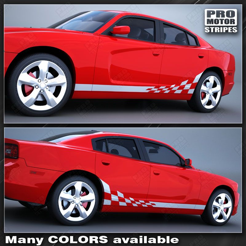 Dodge Charger 2011-2014 Checkered Flag Rocker Panel Side Stripes