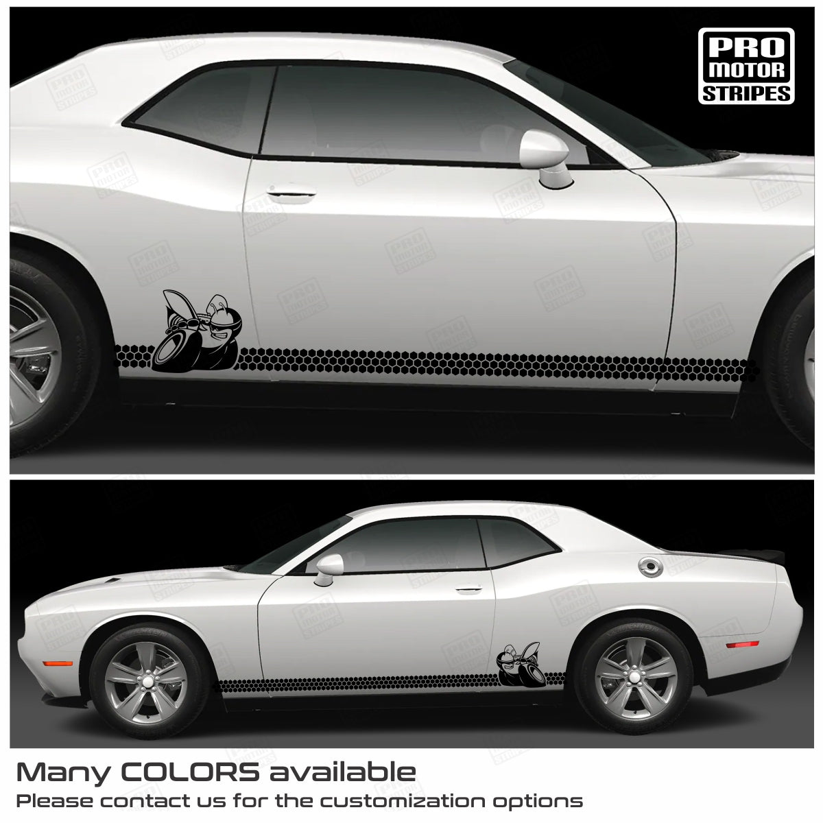 Dodge Challenger 2008-2023 Honey Comb Scat Pack Bee Rocker Side Decal Stripes