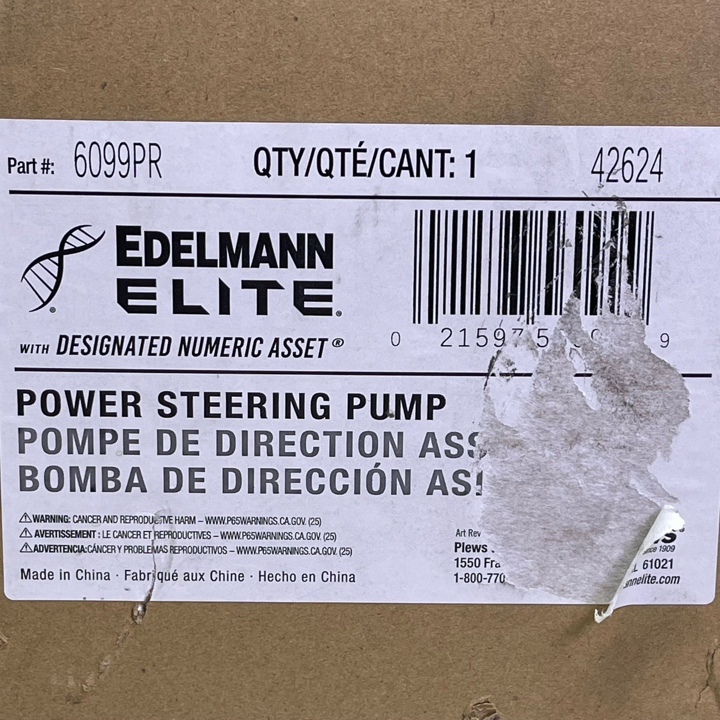 EDELMANN ELITE Power Steering Pump for Toyota w/ Pulley & Reservoir 6099PR