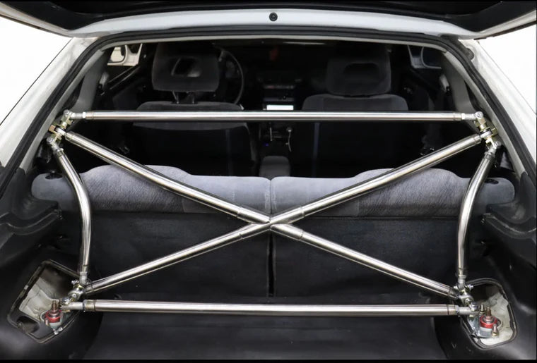 BULL BOOST PERFORMANCE Polished Stainless Steel Multipoint Crossbar X-Bar for Honda Civic EK Hatchback 1996-2000