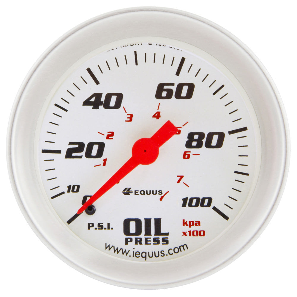 2-5/8 Dia Oil Pressure Gauge Silver 0-100psi