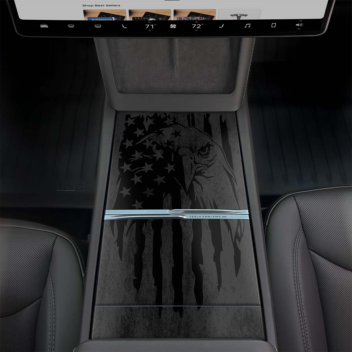 Distressed American Eagle Flag | Tesla Center Console Wrap Kit | Model 3 '24-26 Refresh