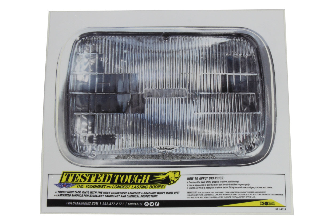 Univer. Headlight Decal 8in x 5.4in