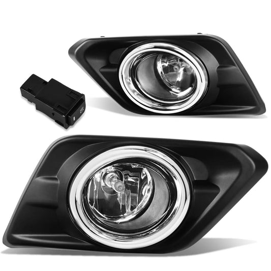 2014-2016 Nissan Rogue Fog Lights with Switch & Bezel - Chrome/Clear