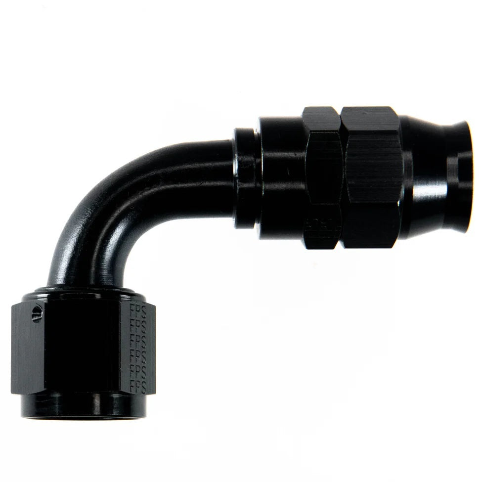 Hose Fitting #12 90 Deg PTFE Black
