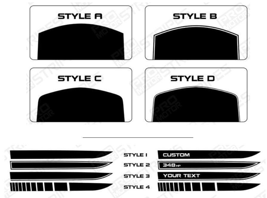 Ford Mustang 2010-2012 Hood Scoop Blackout & Side Spear Stripes